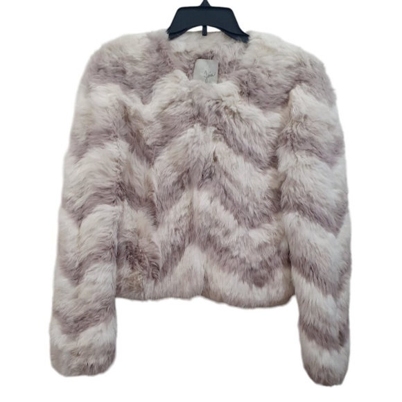 Joie Toshi Rabbit Fur Chevron Jacket Size S - Picture 6 of 12